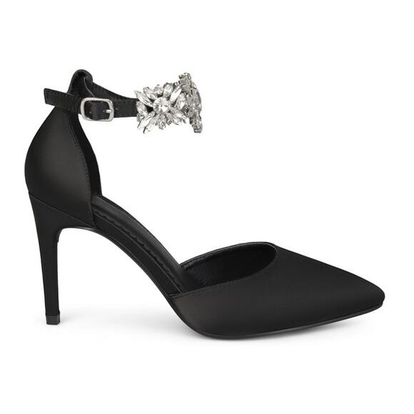 JOURNEE COLLECTION Womens NEW Black Loxley Rhinestone Ankle Strap Pump / Size 11